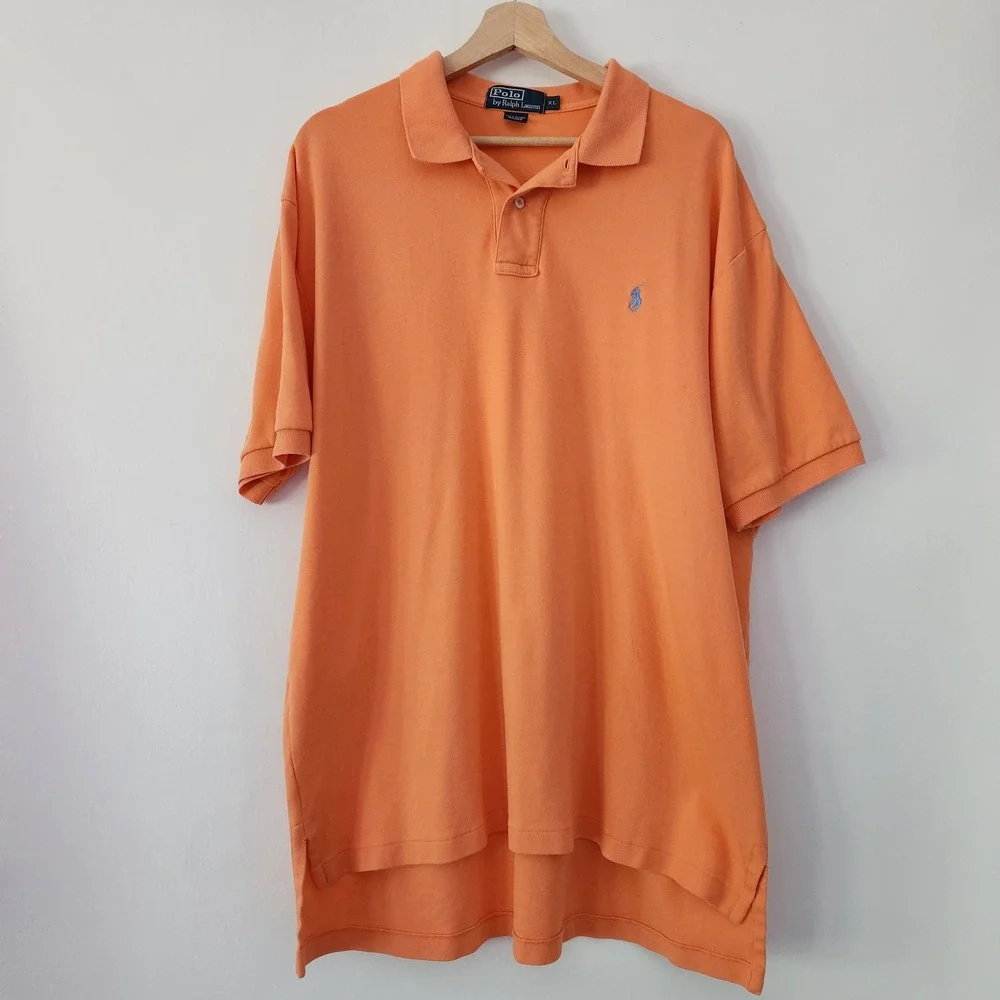 Polo by Ralph Lauren Orange‎ Polo Shirt Mens XL Short Sleeve Casual